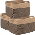 OIAHOMY 3 Pack Storage Basket for Organizing, 13''X9.85''X8.7'' Storage Bins,Woven Basket Basket with Handles, Toy Storage Basket Bin,Stylish Room Decor Basket, Yellow & Black