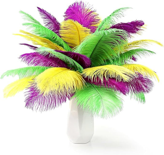 THARAHT Light Yellow Ostrich Feathers 12pcs Natural Bulk 8-10Inch 20cm-25cm for Wedding Party Centerpieces Easter Gatsbi and Home Decoration Feathers