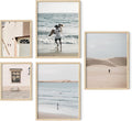 HAUS AND HUES Collage Frames For Wall - Set of 5 Photo Gallery Frames, Picture Frames Collage Wall Decor, Assorted Photo Frame Set, Stair Picture Frame Set Wood, (Two 8x10, Three 12x16 Beige)