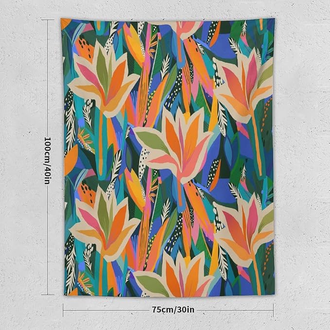ICMOLYYENLO Boho Green Leaves Tapestry, Mid Century Abstract Tropical Palm Leaves Modern Minimalist Geometric Wall Hanging, Neutral Home Decor Art for Living Room Bedroom Dorm 60x80 Inch
