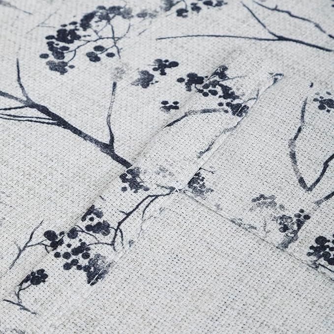 Pinch Pleated Floral Linen Curtains 2 Panels Elegant Light Filtering Privacy Drape,52 Inch Wide by 88 Inch Long Curtains Suitable for Living Rooms and Bedrooms