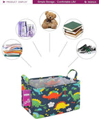 Rectangular Storage Basket Fabric Organizer Bin for Toys,Books,Clothes,Gifts,Pets-Perfect for Home,Office,Nursery,Dorm,Shelf(Rec Forest Dinosaurs)