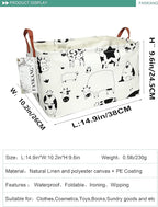 FANKANG Storage Basket,Nursery Hamper Canvas Laundry Basket Foldable with Waterproof PE Coating Storage, Office, Bedroom, Clothes,Toys(L, Rec-cows)