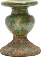 Creative Co-Op 2-Tone Sculptural Terracotta Pillar Candle Holder, Distressed Green