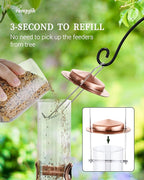 Metal Tube Bird Feeders for Outdoors Hanging,Finch Feeders for Outside,All Metal Brushed Copper Finishing,14 Inch 6 Port (Seed is not Included)
