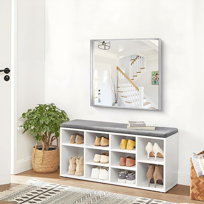 Silver Bathroom Mirror, 30x30 Inch Rectangular Framed Mirror, Large Wall Mounted Bathroom Vanity Mirror Over Sink for Bedroom,Restroom, Living Room, Hangs Vertically or Horizontally