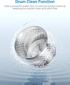Midea MLTW09M1BWW Portable Washer with 6 Cycles, Drum Clean, Quick, Stainless Steel Tub, Transparent Lid, LED Display Washing Machine, 0.9 cu. ft, White