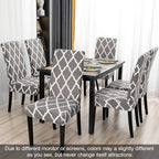 JQinHome Dining Chair Covers Set of 4, High Stretch Removable Washable Parsons Chair Slipcover for Home Party Hotel Wedding Ceremony (Grey White)
