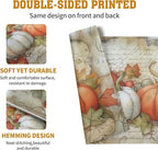 Fall Pumpkin Maple Leaf Placemats Set of 4, 12x18 Inch Vintage Autumn Harvest Rustic Leaves Table Mats Seasonal Fall Thanksgiving Washable Linen Fabric Place Mats for Party Kitchen Dining Decor
