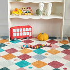 jinchan Area Rug 3x5 Kids Washable Indoor Floor Cover Non-Slip Modern Soft Rug Elementary School Classroom Colorful Diamond Carpet for Nursery Playroom Daycare Bedroom Living Room Confetti on Cream