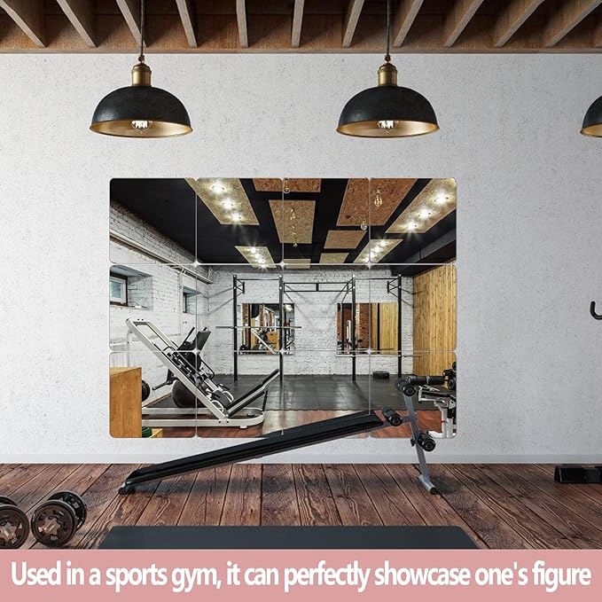 Unbreakable Full Length Wall Mirror,The Door Mirror,4Pack 16''x16'',Acrylic Kids Shatterproof Plexiglass Long Mirrors for Bedroom Closet,Children Non Glass Stick on Mirrors