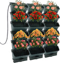 18 Pots Self-Watering Wall-Mounted Planter, 39.4”L x 39.4”H Vertical Wall Planter Self Watering Stackable Planters Vertical Garden Wall Garden Planter Outdoor Indoor for Herbs Flowers Strawberries
