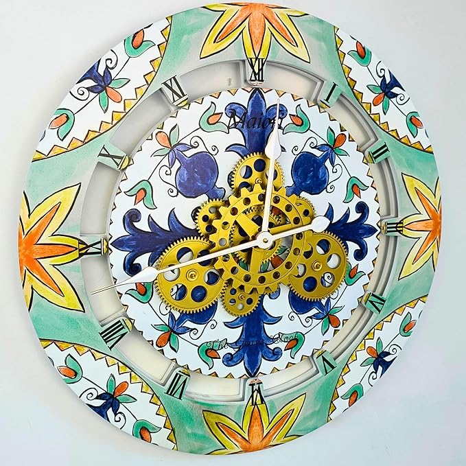 The Gears Clock Wall Clock Italy Collection with Moving Gears (Maiori, 24 inch Round)