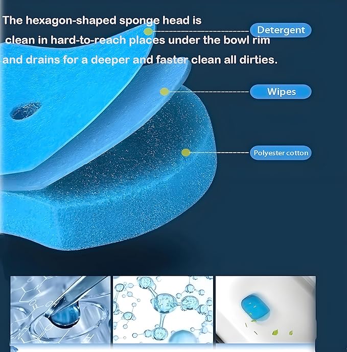 56 Count Toilet Bowl Wand Refills, KIRIKIT Wall-Mounted Disposable Toilet Cleaner Brush Heads for Bathroom Toilet Scrubber Cleaning Accessories, Lavender, Lemon, Ocean