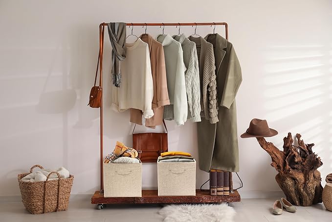 SIMPLE HOUSEWARE Collapsible Fabric Storage Bin 15x13 Inch - 2 Pack Beige