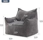 Giant Bean Bag Chair Sofa for Adults Teens, Comfy Corduroy Large Bean Bag Chairs with Armrests for Bedroom Living Room, Adult BeanBag Lazy Sofa Couch Chairs with Filler Included