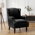 UIXE PU Leather High Back Accent Chair, Upholstered Armchair for Living Room, Retro Wingback Arm Chair Nailhead Trim Single Sofa Bedroom Reading Seat with Solid Wood Legs - Black