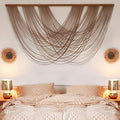 Large Macrame Wall Hanging Brown Die-Dyed 59.00" W x 31.00" L Boho Wall Decor Yarn Tapestry Craftsmanship Home Macrame Wall Decor