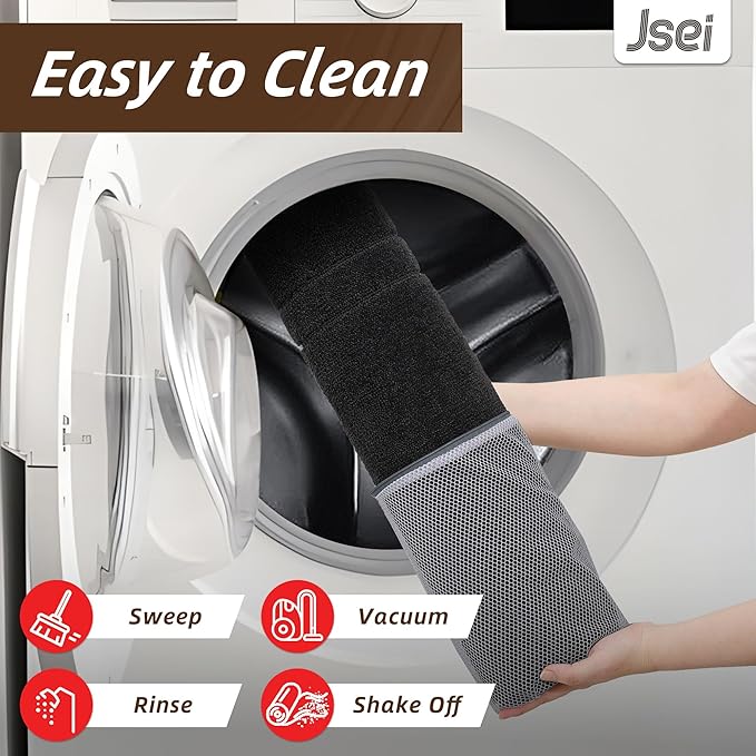 JSEI Entryway Rugs Doormat 32"x48", Non-Slip Dirt Trapper Door Mats Indoor, Washable Absorbent and Stain Resist Welcome Floor Mat for Front Door, Dog Door Mat, Muddy Wet Shoes & Paws, Black