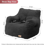 Bean Bag Chair with Filler, Bean Bag Sofa with Tufted Soft Stuffed Filling, Fluffy and Lazy Sofa, Comfy Cozy BeanBag Chairs with Memory Foam for Dorm, Apartment, Living Room (Black)