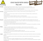 Coat Rack with Shelf Wall Mount, Entryway Bamboo Hanging Shelf, Set of 2, Wall Hook Rail for Hallway Décor, Storage Clothe, Hat, Robe, Key, Dog Leash (Walnut)