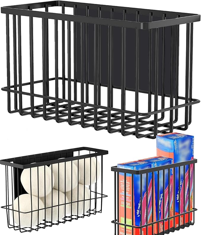 Magnetic Basket Fridge Lint Bin Dryer Ball Holder Laundry Room Organization Home Storage for Class Office School