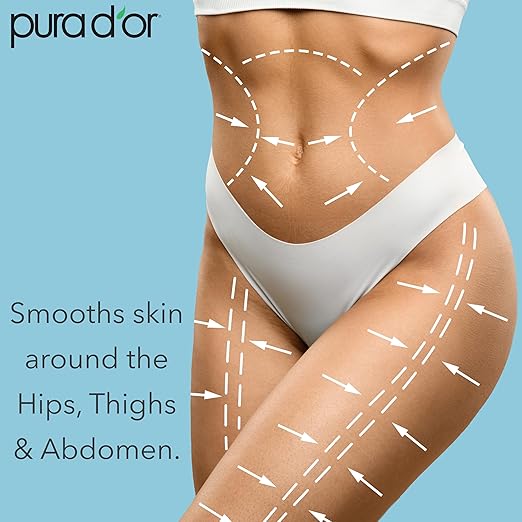PURA D'OR 16 Oz Organic Anti-Cellulite Massage Oil - Lemon Peel, Moringa, Grape Seed, Grapefruit & Eucalyptus Oils - Skin Firming & Tightening for Active Individuals & Aging Adults