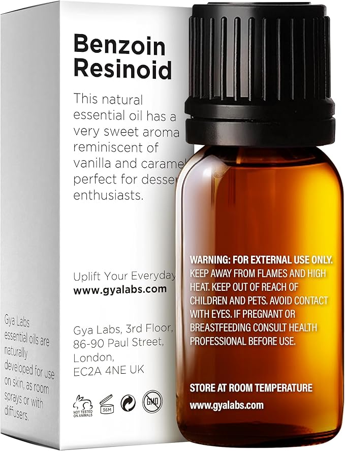 Gya Labs Benzoin Resinoid Essential Oil for Skin - 0.34 Fl Oz - 100% Pure Natural Benzoin Resinoid Oil for Hair, Diffuser, Candle Making Scent