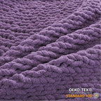 WESHIONGOO Chunky Knit Blanket Throw Knitted Throw Blankets for Couch Bed Fluffy Soft Blanket with Jumbo Chenille Yarn Thick 100% Handmade (Purple, 50"×60")