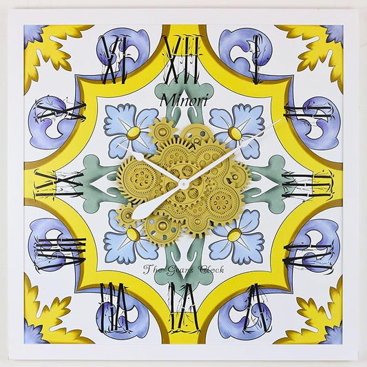 The Gears Clock Wall Clock Italy Collection with Moving Gears (Minori, 36 inch Square)
