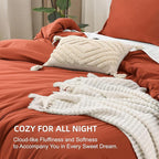 Litanika Comforters Burnt Orange Oversized King Size, 3 Pieces Lightweight Solid Bedding Comforter Set, All Season Fluffy Bed Set (120x98In Comforter & 2 Pillowcases)