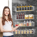 Spice Rack, 4-Pack Seasoning Organizer Wall Mount for Kitchen Storage Organization, Spice Holder Metal Shelf Saving Space for Cabinet, RV, Pantry, White