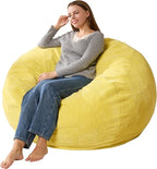 3.5FT Bean Bag Chairs Teardrop Bean Bag Chair for Adults Beanbag Chair with Memory Foam Filled Machine Washable Cover for Living Room, Bedroom (Large,Yellow)