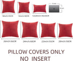 Fancy Homi 2 Packs Red Decorative Throw Pillow Covers 16x16 Inch for Living Room Couch Bed Sofa, Holiday Christmas Home Decor Gift, Soft Corss Patchwork Corduroy Textured Square Cushion Case 40x40 cm