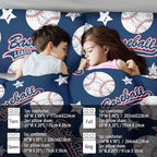 Baseball Comforter Set Queen,Sports Bedding Sets for Boys,Blue Sports Comforter Queen Bedroom Decor,Baseball Bedding Teen for All Seasons,Blue Quilt Kids Bedroom Decor