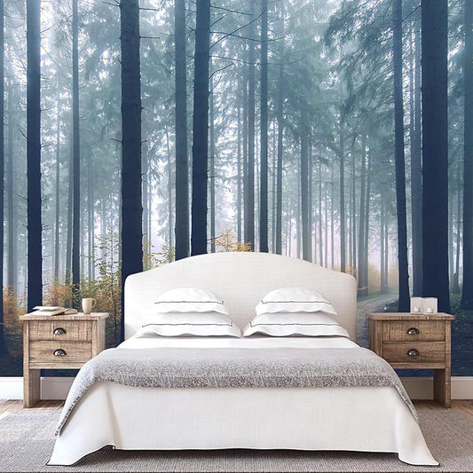 WFBHUA-Dark Forest Tree Wallpaper Mural Nursery Woodland Natural Landscapes Wall Murals for Bedroom Living Room(Not Peel and Stick)