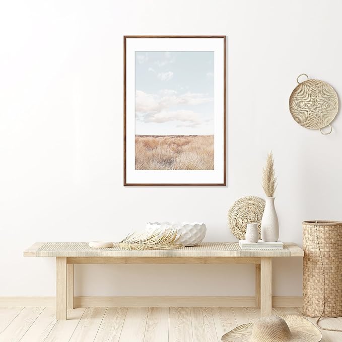 24x36 Poster Frame Set of 2 Natural Solid Walnut Photo Frames with 20x30 Removable Mat Wall Hanging Large Handcrafted Frame with HD Plexiglass Wall and Tabletop Display Large Picture Frame