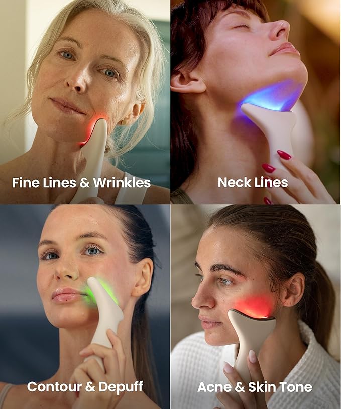 REVO Genie | Face & Neck Beauty Massager with Ultra Powerful LEDs for Wrinkles, Fine Lines, Puffy Skin, Uneven Skin Tone, Lymphatic Drainage, Lifting & Firming Facial Sculpting Tool with Light Therapy