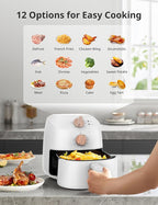 COMFEE' Compact 2.1 Quart Air Fryer with 12 Menu Options, Adjustable Timer & Temperature Control 180-400 degrees F, Dishwasher-Safe Nonstick Fry Basket with Stainless Steel Finish