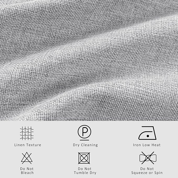 Macochico 100% Blackout Pinch Pleated Linen Curtains 84 Inch Length Thermal Blackout Curtains for Bedroom Living Room Nursery Silver Grey Farmhouse Burlap Curtains with Tieback 52”Wx84”L 1 Panel