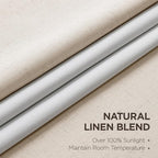 Joydeco 100% Blackout Pleated Curtains, Linen Window Curtains 2 Panel Sets 108 inches Long, Thermal Insulated Darkening Drapes for Bedroom(Ecru,40'' Wx108'' L)
