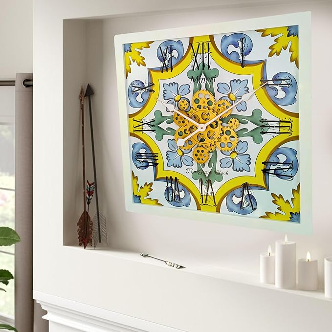 The Gears Clock Wall Clock Italy Collection with Moving Gears (Minori, 24 inches (60 cm))