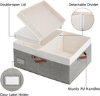 GRANNY SAYS Decorative Storage Boxes with Lid, Large Storage Bins with Double-Open Lid and Divider, Fabric Storage Bins for Clothes, Linen Storage Bins, 63L Closet Storage Bins, White&Gray