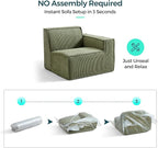 LINSY HOME Modular Sectional Sofa, 105" Boneless Couch U Shaped 3-Seat Sofa with 2 Ottomans, Corduroy Sectional Cloud Couches for Living Room, No Assembly Required, Green