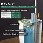 JOYMOOP Mop and Bucket with Wringer Set, White Flat Squeeze Mop Bucket Set for Floor Cleaning, Wet Dry Mops for Walls, Wall Cleaner with Long Handle, Hardwood Floor Mop-5 Microfiber Cloths