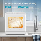 EUHOMY Portable Dishwasher Countertop Dishwasher, Mini Dishwasher Countertop with 5L Built-in Water Tank with 6 Modes, White, Table top dish washer with Baby Care for Apartment & RVs, No Hookup Needed