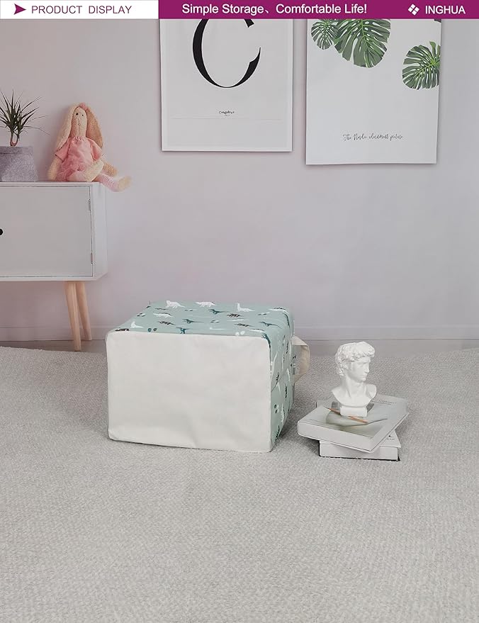 Rectangular Storage Basket Fabric Organizer Bin for Toys,Books,Clothes,Gifts,Pets-Perfect for Home,Office,Nursery,Dorm,Shelf(Rec dinosaur)