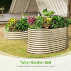 Land Guard 8x4x3ft Oval Galvanized Raised Garden Beds, Large-Capacity Metal Planter Box Outdoor, Durable Deep Raised Garden Bed 3ft Tall, Raised Beds for Gardening Vegetables, Cream Yellow