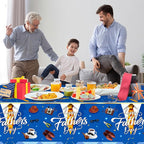 2 Pack Fathers Day Tablecloth - Happy Father's Day Table Cloth, Plastic Disposable Rectangle Blue Father Day Table Cover for Fathers Day Decorations Party Decor Supplies Favors,108 x 54 Inch