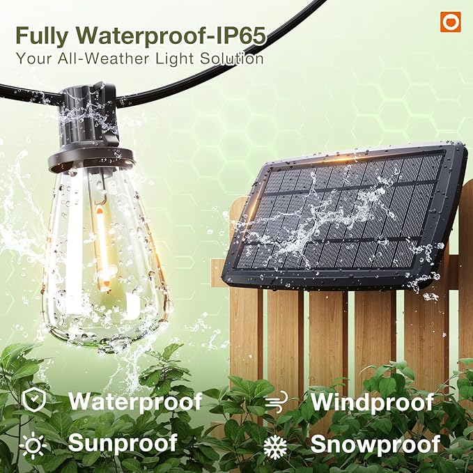 addlon 78(72+6) FT Solar String Lights Waterproof,Patio Lights Solar Powered with Remote & USB Port 3 Lighting Modes 24+2 LED Shatterproof Bulbs Outdoor Lights for Camping Backyard Garden